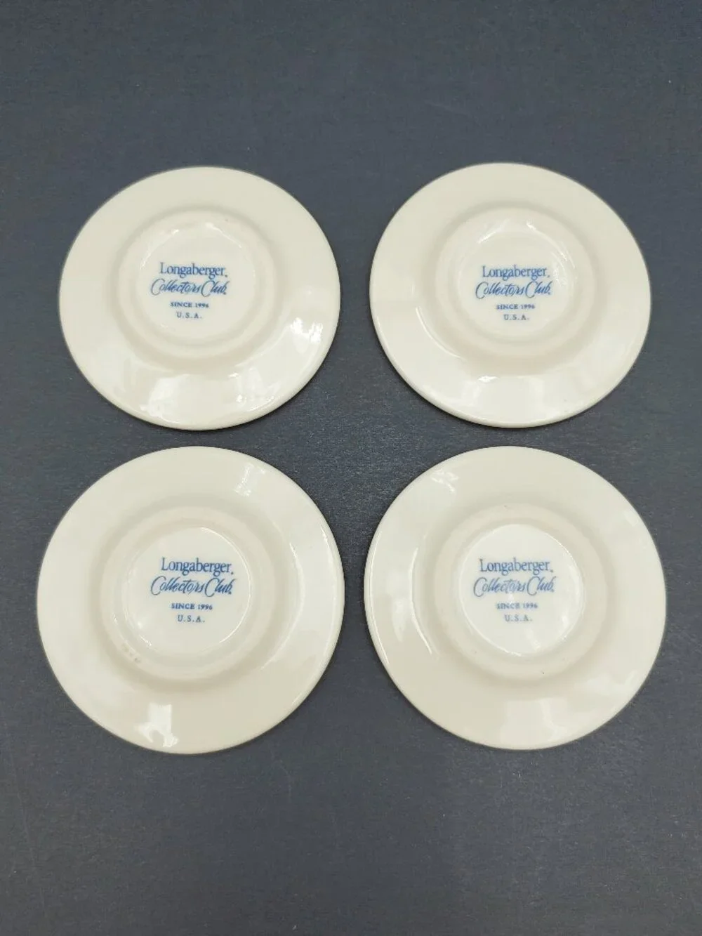 Longaberger Collectors Club Miniature Bread Plates Classic Blue Mini Plates